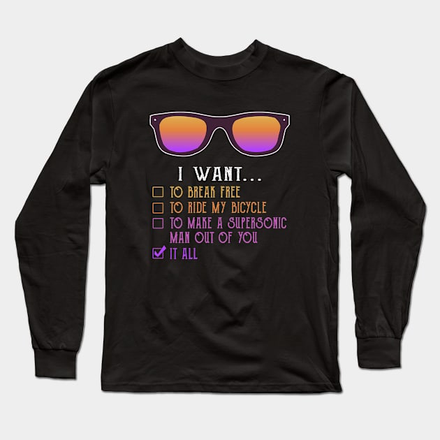 Music Is  My Life Queen Glasses Long Sleeve T-Shirt by beelz